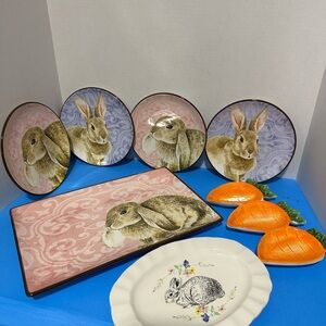 Rabbit Design Dinnerware Set - Pink and Purple